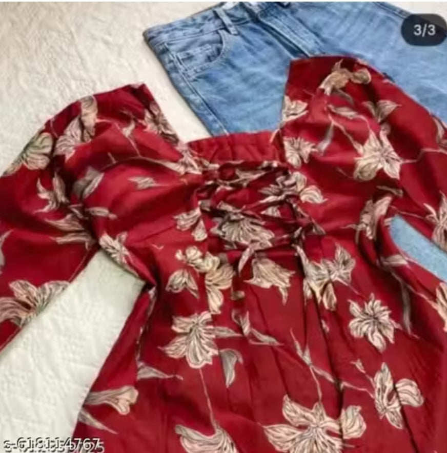 Trendy square neck latest trending kurti