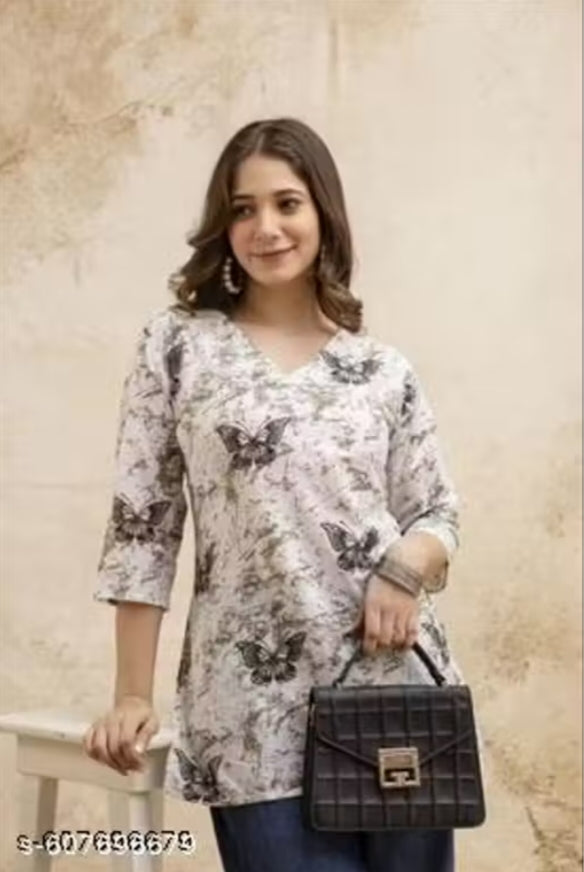 Woman florals print viscose Rayon straight kurta